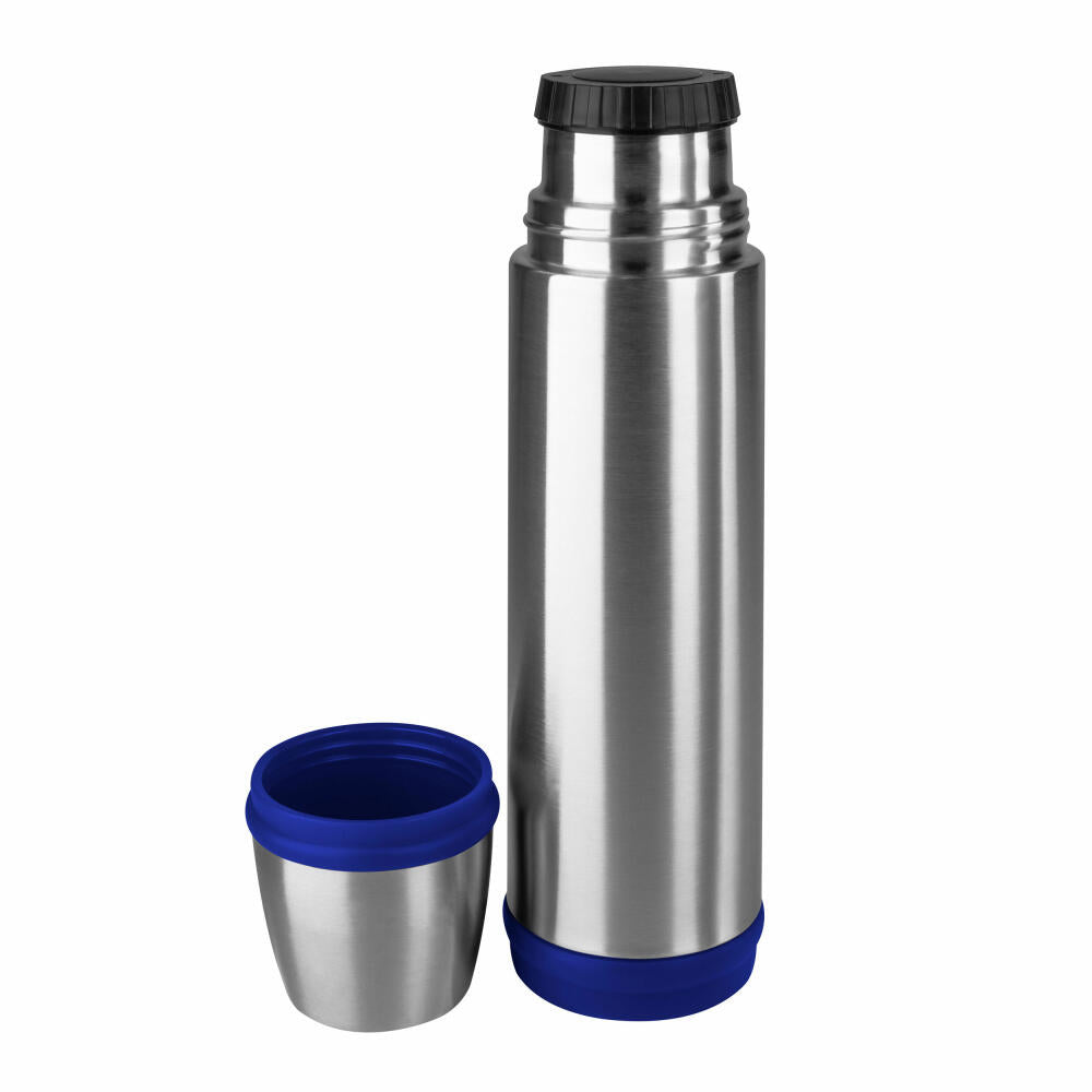 Emsa insulated bottle Captain, drinking bottle with cup, insulated bottle, stainless steel, blue, 500 ml, 502472