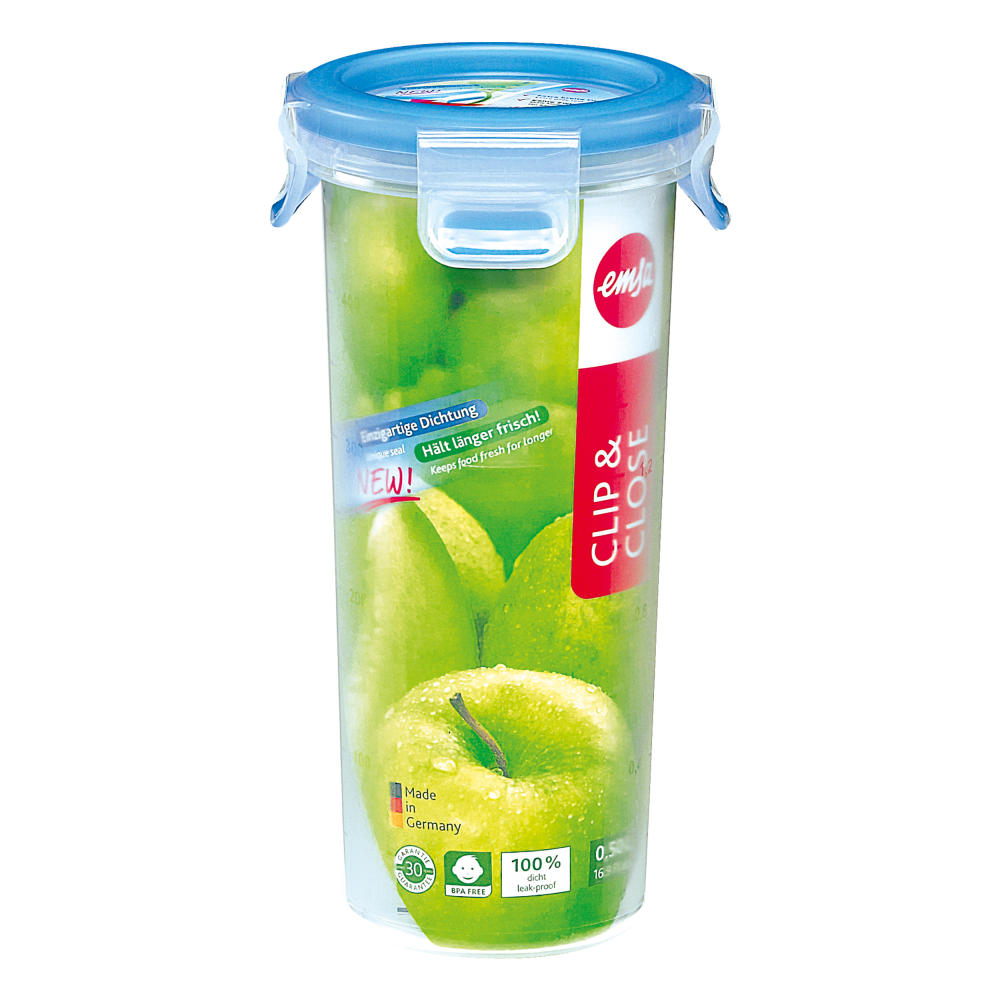 Emsa Clip & Close Trinkbecher 0.5 L, Getränkebecher, Trinkdose, Becher mit Deckel, 508554