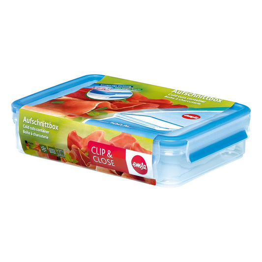 Emsa Clip & Close cold cuts box 1.65 L, lunch box, freshness container, cheese sausage box, 509040