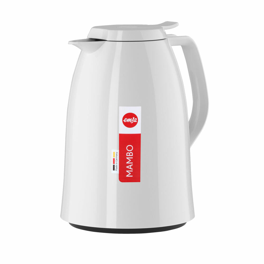 Emsa Mambo QT Isokanne, Kanne, Kaffeekanne, Thermokanne, Kunststoff, Hochglanz Weiß, 1 L, 517004