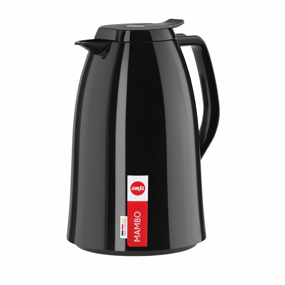 Emsa Mambo QT Isokanne, Kanne, Kaffeekanne, Thermokanne, Kunststoff, Hochglanz Schwarz, 1.5 L, 517009