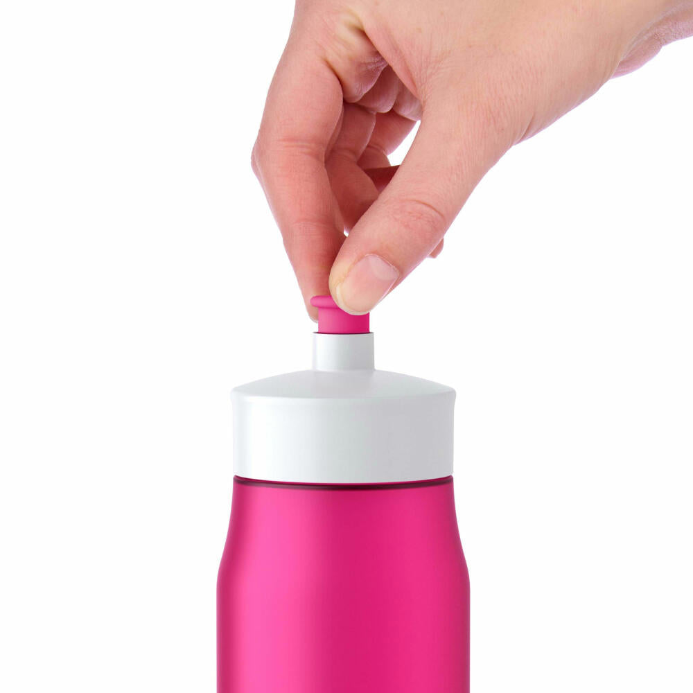 Emsa Squeeze Sport drinking bottle, drinking bottle, drinks bottle, sports bottle, plastic, pink, 600 ml, 518085