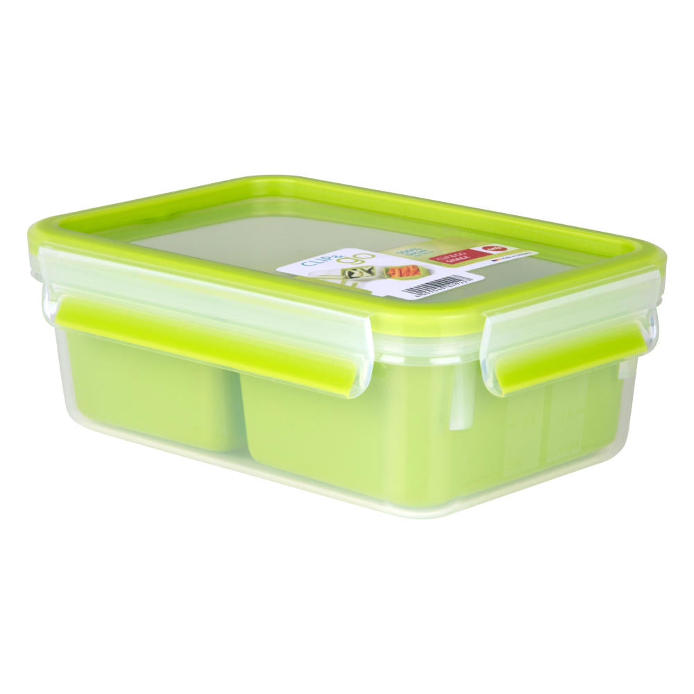 Emsa Clip & Go Snackbox, Frischhalte Box, Dose, Aufbewahrungsdose, Clipbox, Kunststoff, Grün, 550 ml, 518102