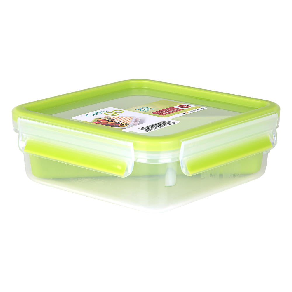 Emsa Clip & Go Sandwichbox, Frischhalte Box, Dose, Aufbewahrungsdose, Clipbox, Kunststoff, Grün, 850 ml, 518104