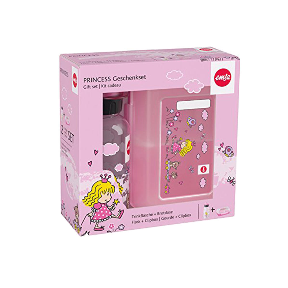 Emsa Kids Set Tritan, 2-piece, drinking bottle, children's bottle, lunch box, can, Princes, 400 ml, 518137