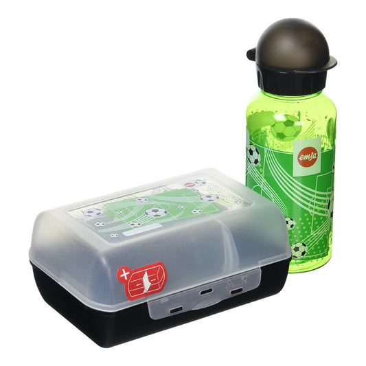 Emsa Kids Set Tritan, 2-piece, drinking bottle, children's bottle, lunch box, can, Soccer, 400 ml, 518140