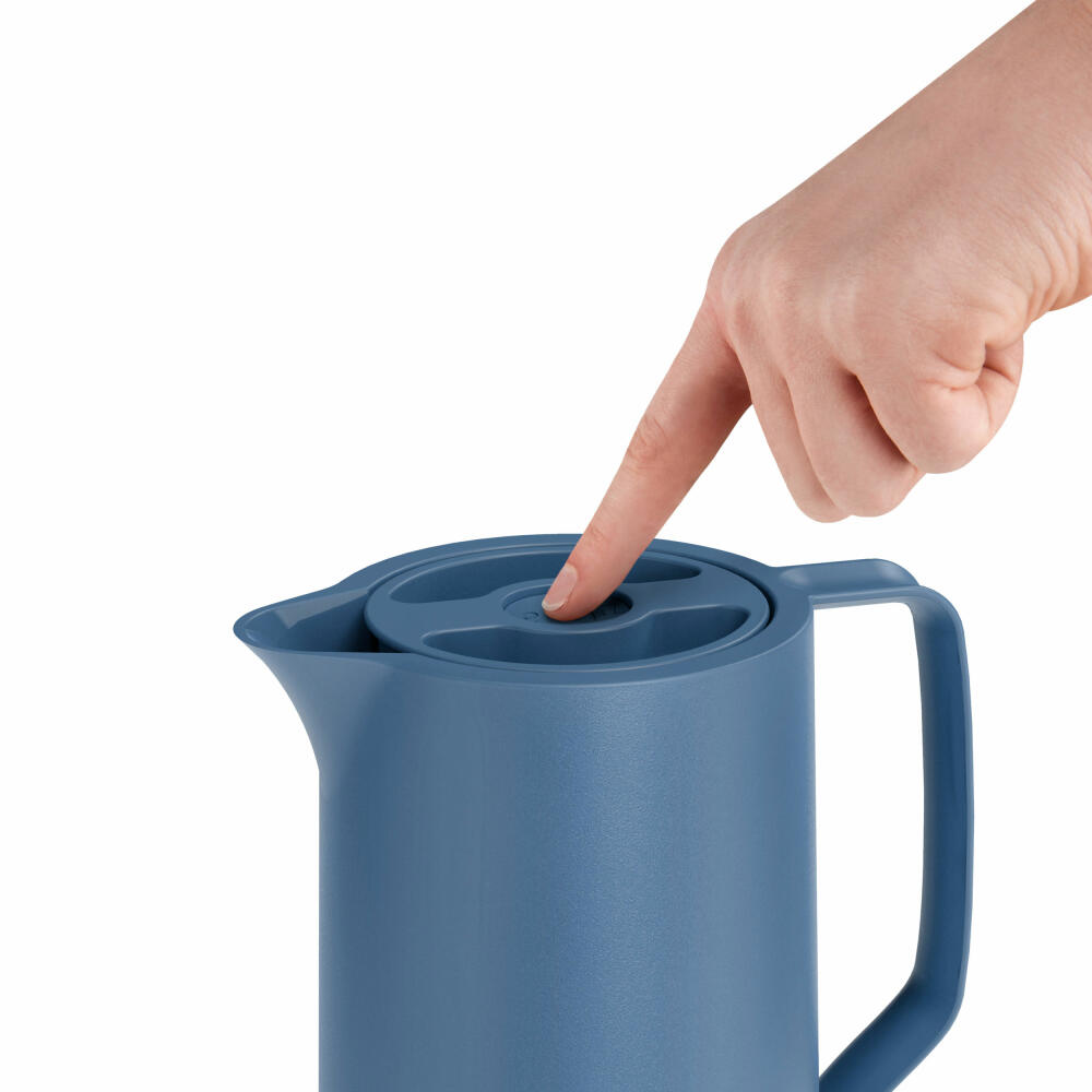 EMSA Motiva Isolierkanne, Isokanne, Kanne, Kaffeekanne, Edelstahl, Glas-Isolierkolben, Blau, 1 L, N41703