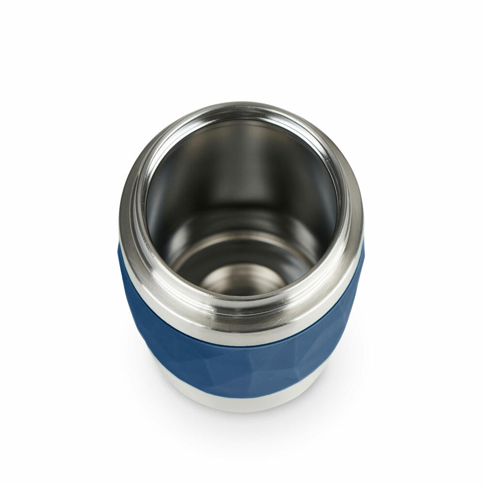 EMSA Travel Mug Compact Thermobecher, Isolierbecher, Isobecher, Thermo Becher, Edelstahl / Silikon, Dunkelblau, 0.3 L, N21608