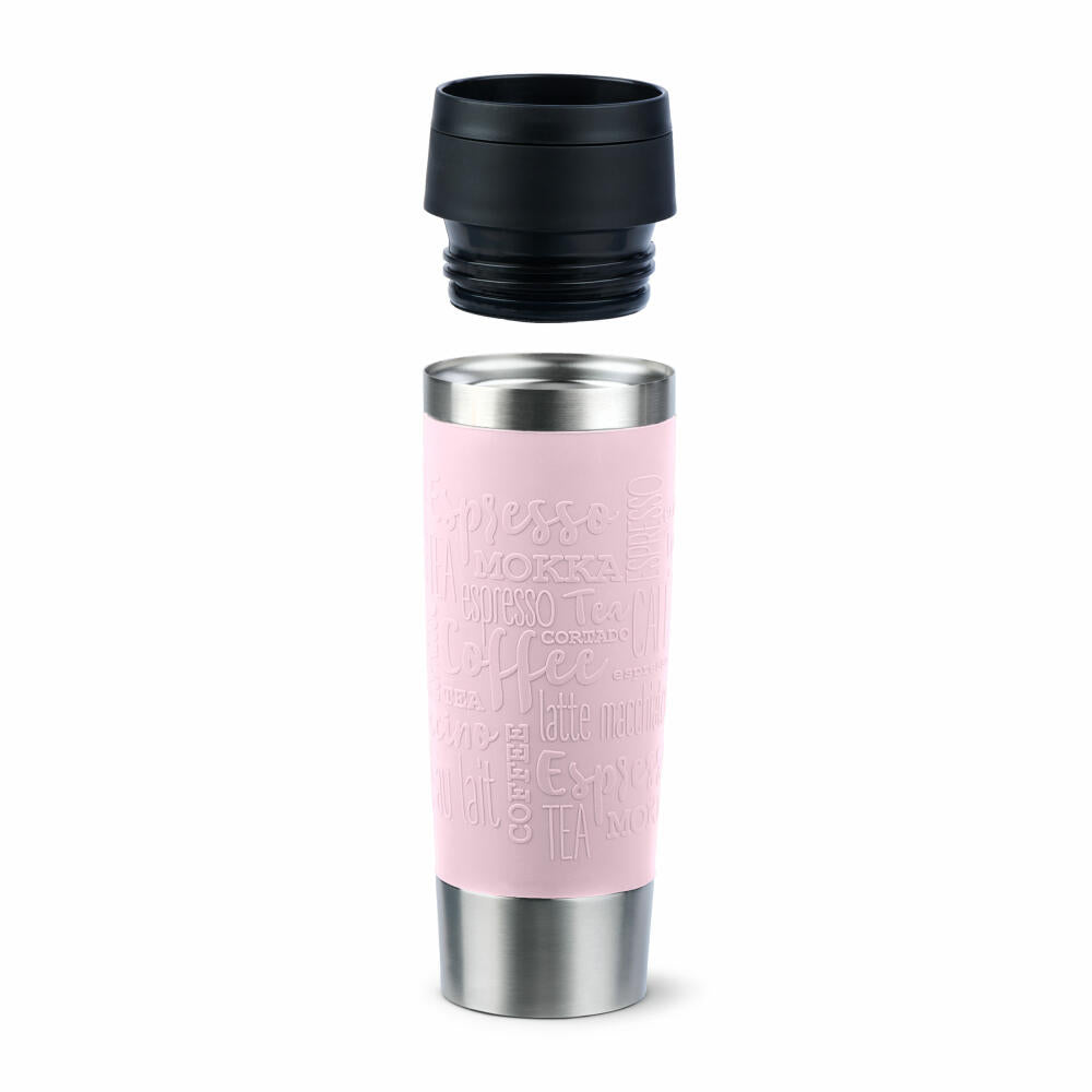 Emsa Isolierbecher Travel Mug Classic, To-Go-Becher, Edelstahl, Pastellrosa, 500 ml, N20224