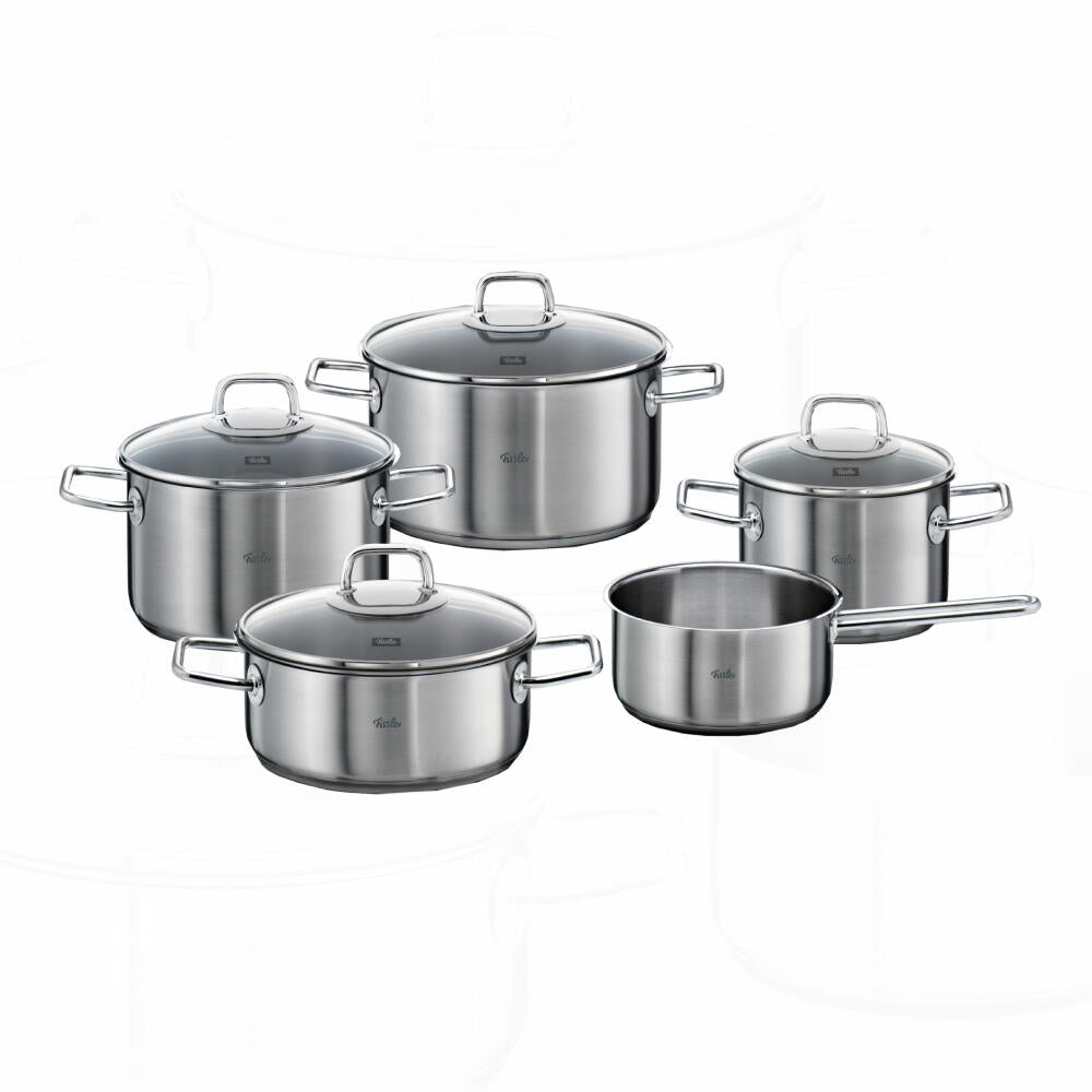 Fissler Viseo Set, Bratentopf, Kochtopf, Stielkasserolle, Edelstahl, 5-tlg