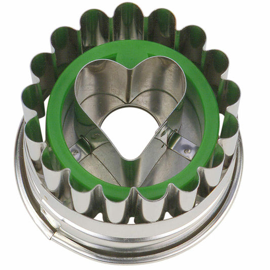 Städter Linzer-Ausstecher mit Auswerfer Linzer Herz, Ausstechform, Plätzchenform, Keks, Plätzchen, Edelstahl, Ø 4.8 cm, 954015