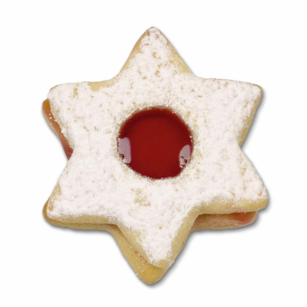 Städter Linzer-Ausstecher mit Auswerfer Stern, Ausstechform, Plätzchenform, Keks, Plätzchen, Edelstahl, Ø 4.8 cm, 954329