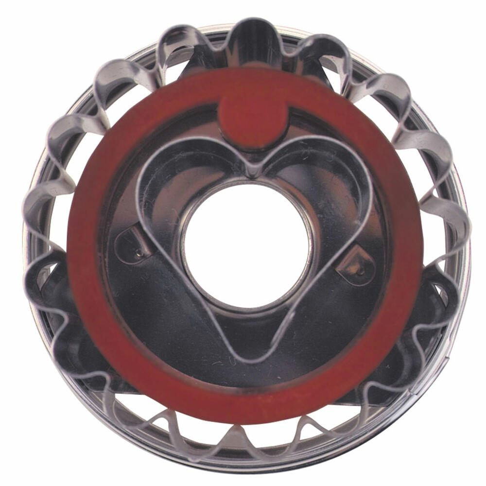 Städter Linzer cookie cutter with ejector Linzer heart, cookie cutter, cookie mold, biscuit, cookies, detachable, stainless steel, Ø 4.8 cm, 966018