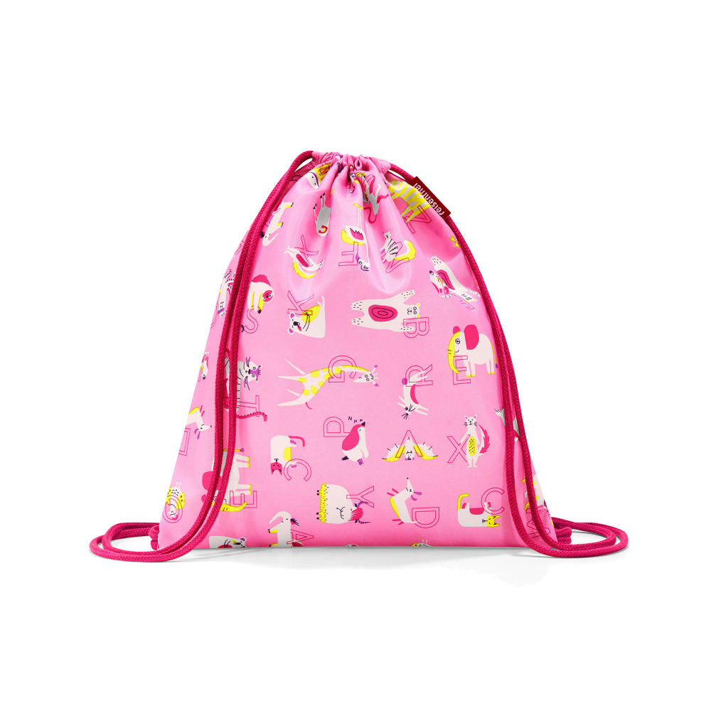 reisenthel mysac kids, Turnbeutel, Sportbeutel, Beutel, Freizeittasche, Schultasche, Polyestergewebe, ABC Friends Pink, 5 L, IC3066