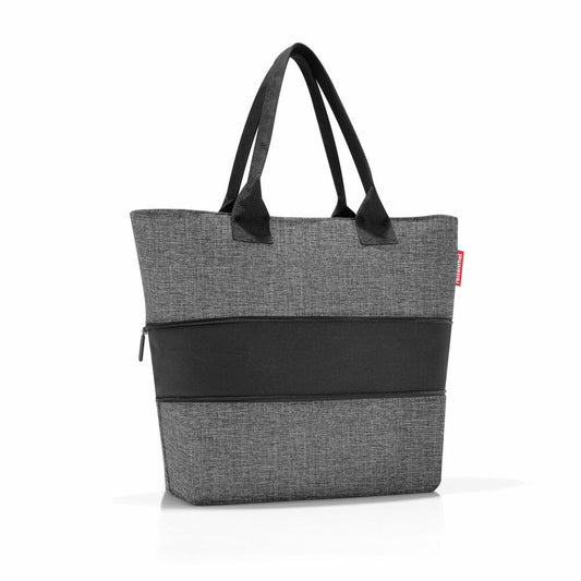 reisenthel shopper e1, shopping bag, carrying bag, bag, handbag, polyester fabric, Twist Silver, 12 L / 18 L, RJ7052