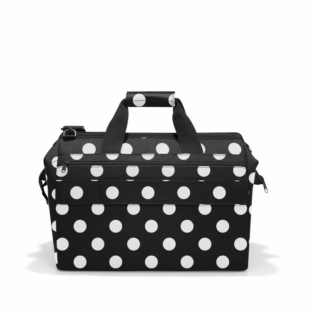 reisenthel allrounder L pocket, travel bag, sports bag, doctor's bag, bag, polyester fabric, Dots White, 32 L, MK7073