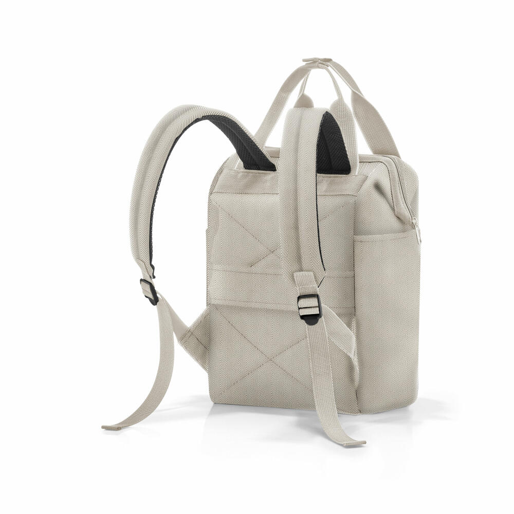 reisenthel allrounder R, backpack, carrying bag, bag, polyester fabric, Herringbone Sand, 12 L, JR6049