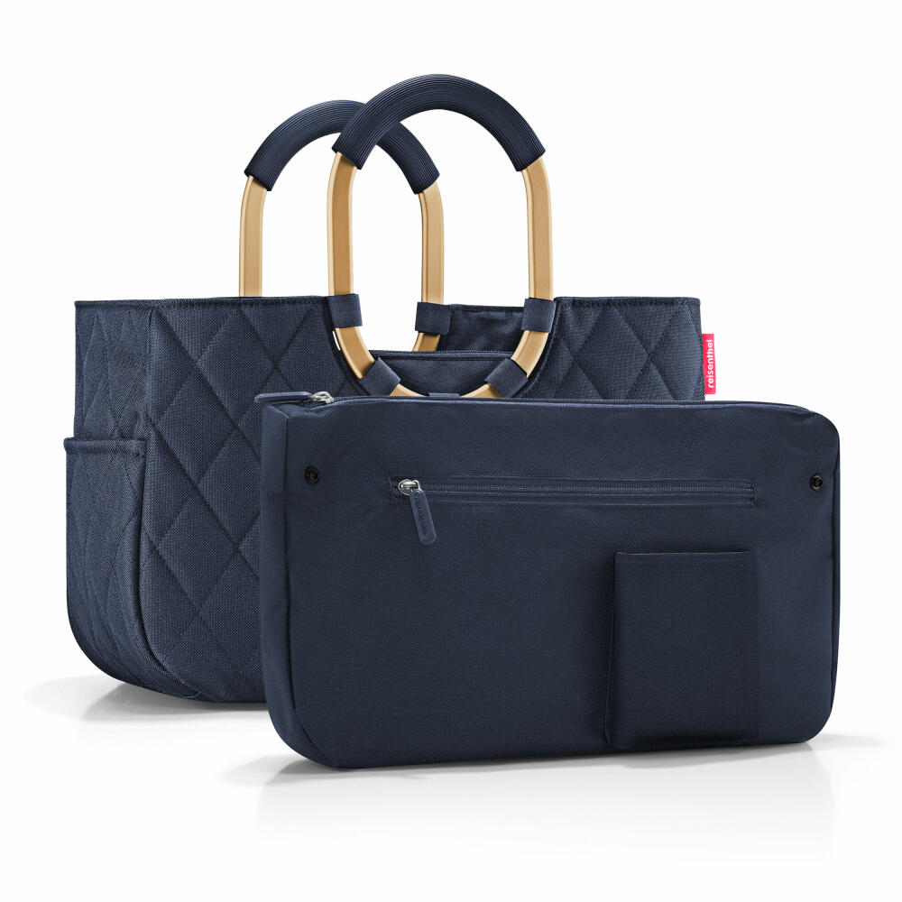 reisenthel loopshopper M, Einkaufstasche, Shopper, Tragetasche, Tasche, Frame Rhombus Midnight Gold, 12 L, OS4111