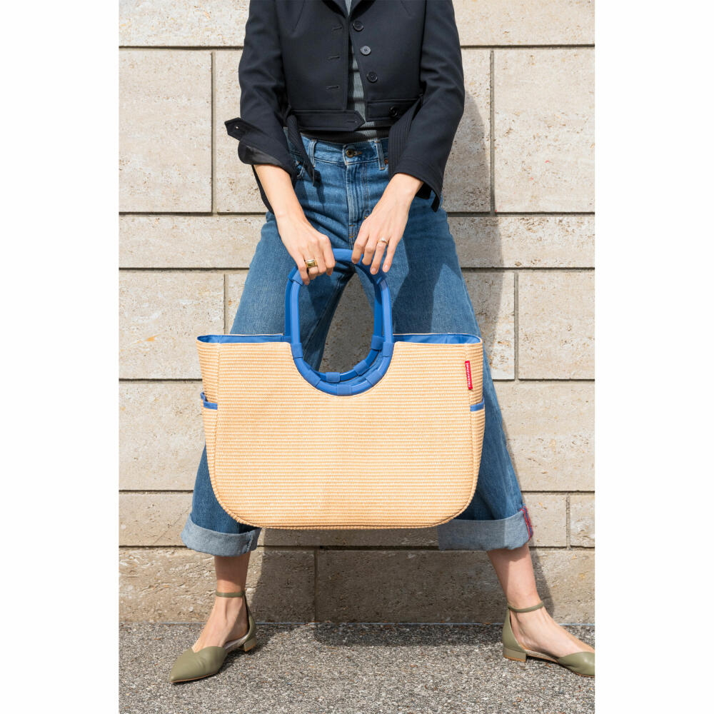 reisenthel loopshopper L, Einkaufstasche, Shopper, Tragetasche, Tasche, Frame Raffia Blue, 25 L, OR4122