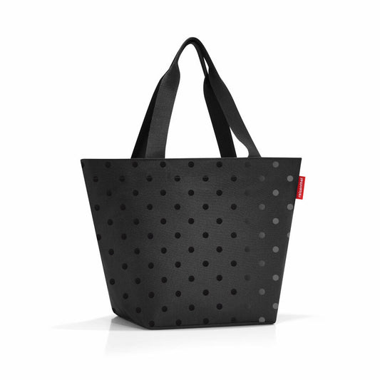 reisenthel shopper M, Einkaufstasche, Tragetasche, Tasche, Glossy Dots Black, 15 L, ZS7075
