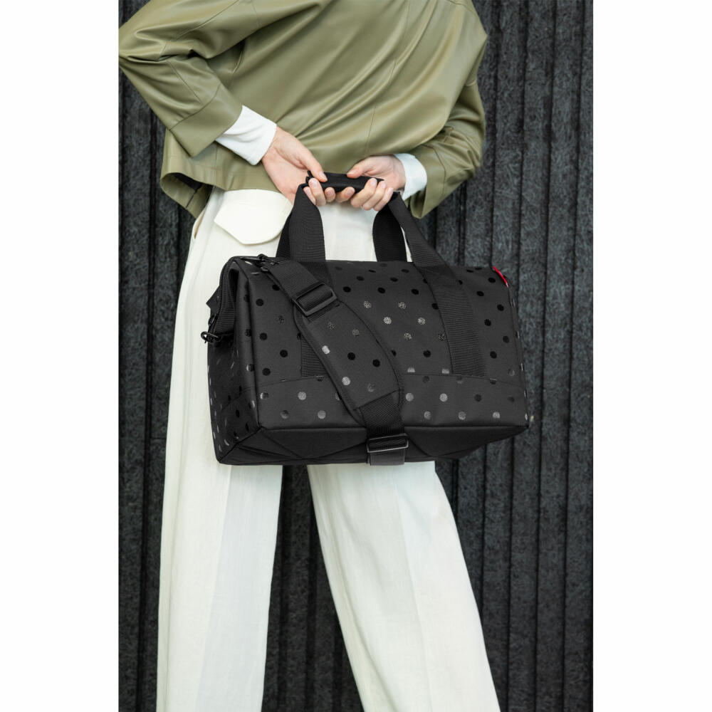 reisenthel allrounder M, Reisetasche, Sporttasche, Tasche, Glossy Dots Black, 18 L, MS7075