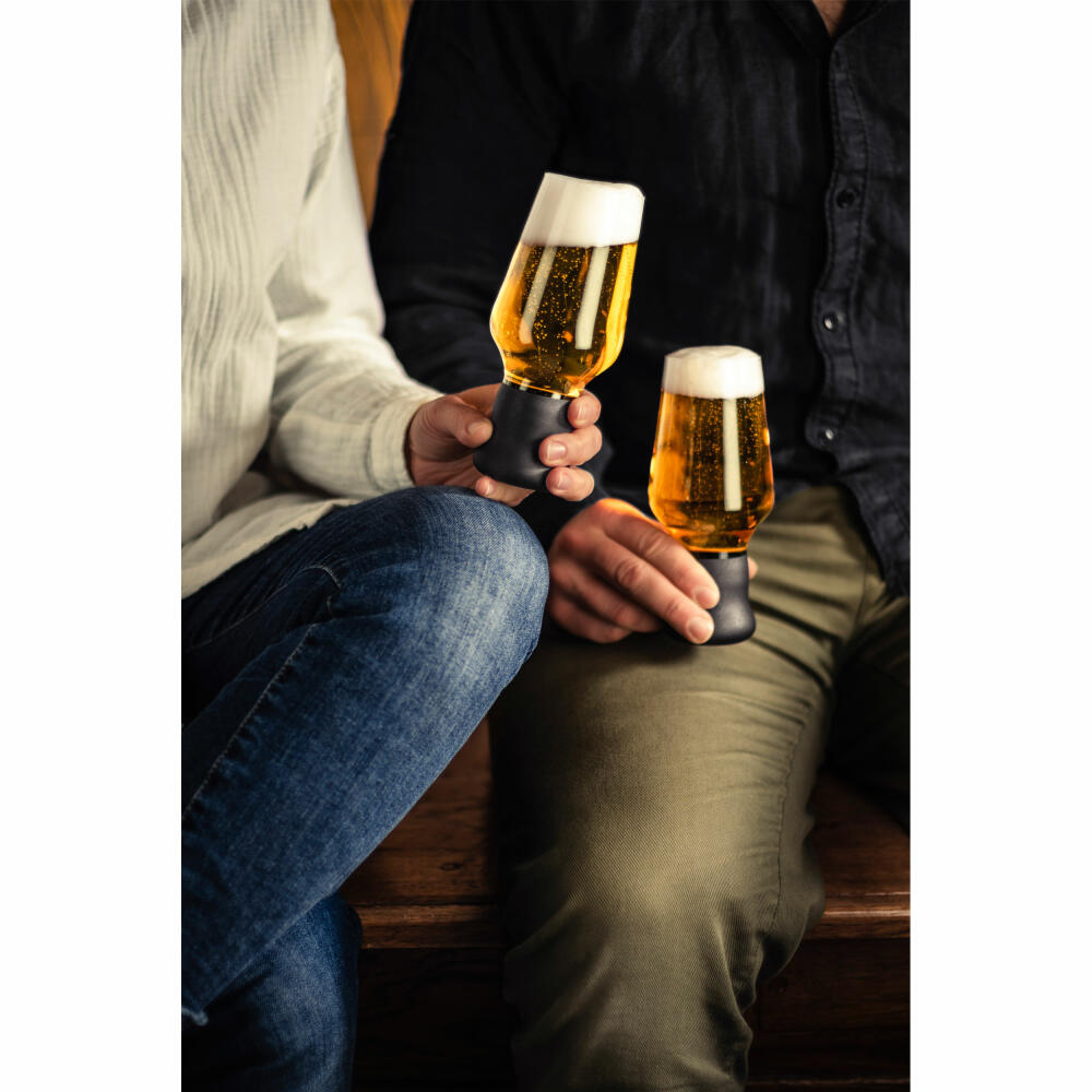 Eisch Becher Craft Beer Experts, set of 2, craft beer, beer glass, crystal glass, transparent / black, 450 ml, 30020372
