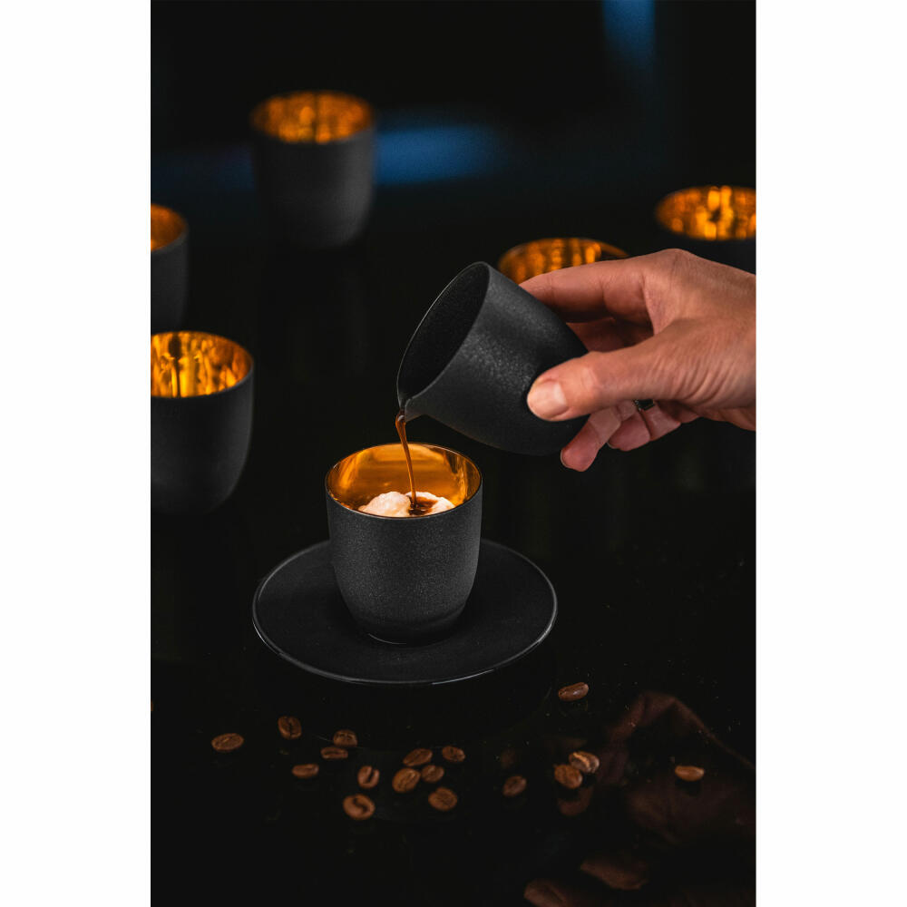 Eisch Affogato al oro Set Cosmo Gold, espresso glass with saucer and jug, crystal glass, gold, black, 100 ml, 70510905