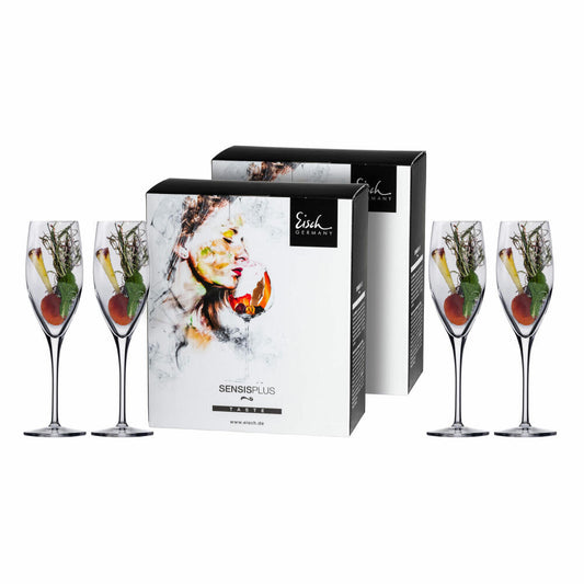 Eisch champagne glass set of 4 Superior Sensis plus, crystal glass, 278 ml, 25006071