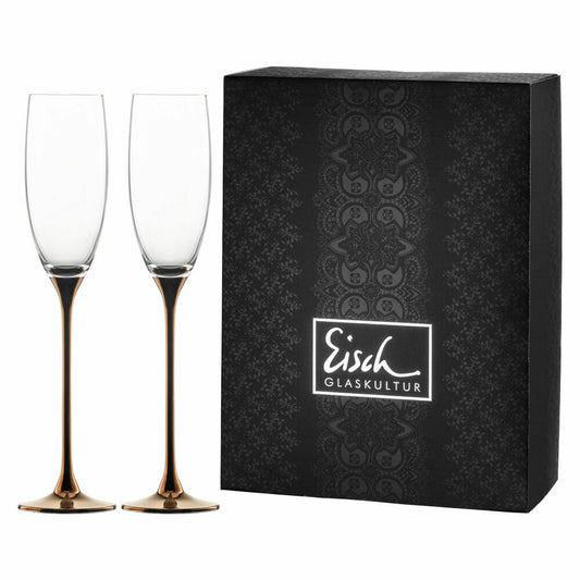 Eisch champagne glass set of 2 copper champagne exclusive, champagne goblet, champagne flute, crystal glass, copper, 180 ml, 47750092