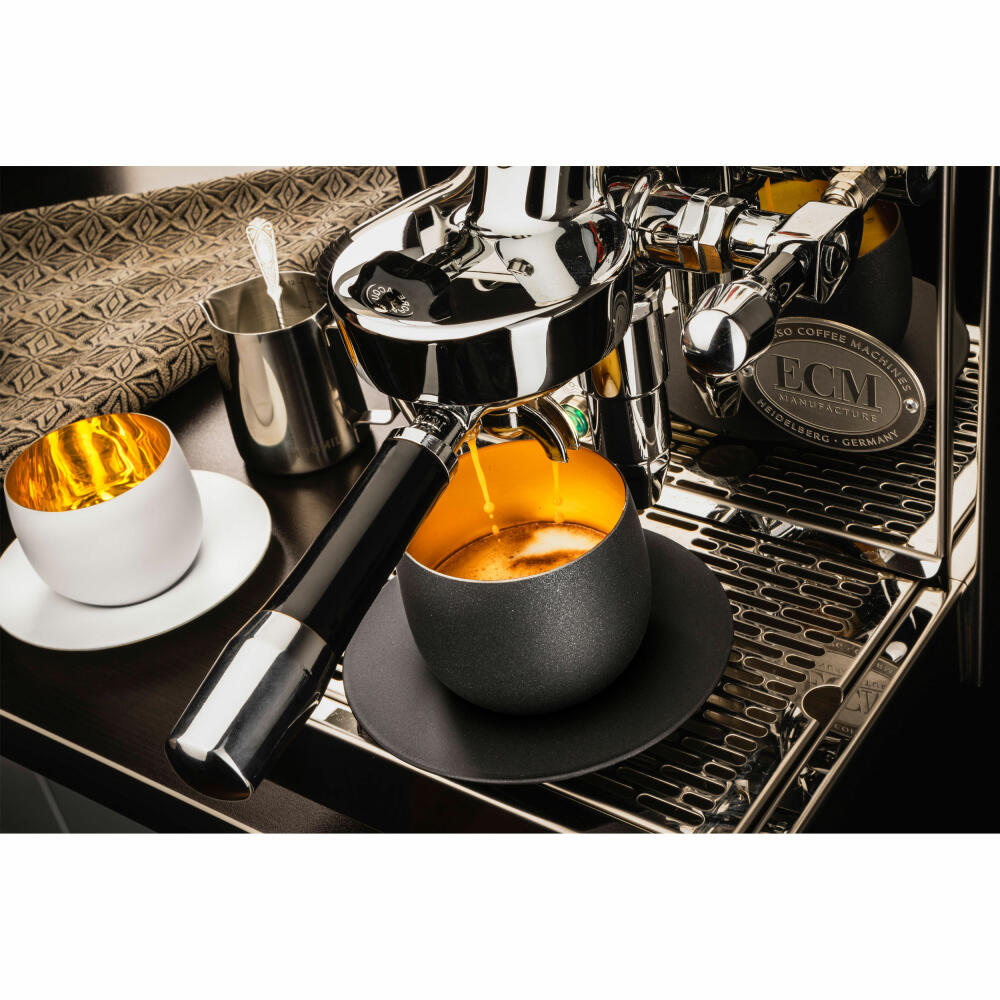 Eisch Cappuccino glass with coaster Cosmo Pure White, crystal glass, gold, pure white, 300 ml, 77410903