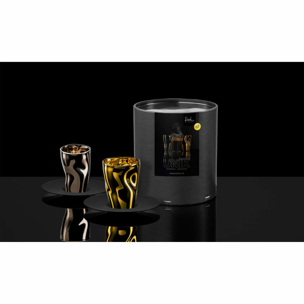 Eisch Espressoglas mit Untertasse Unik Platin, Espressotasse, Glas, Platin, Schwarz, 100 ml, 30013211