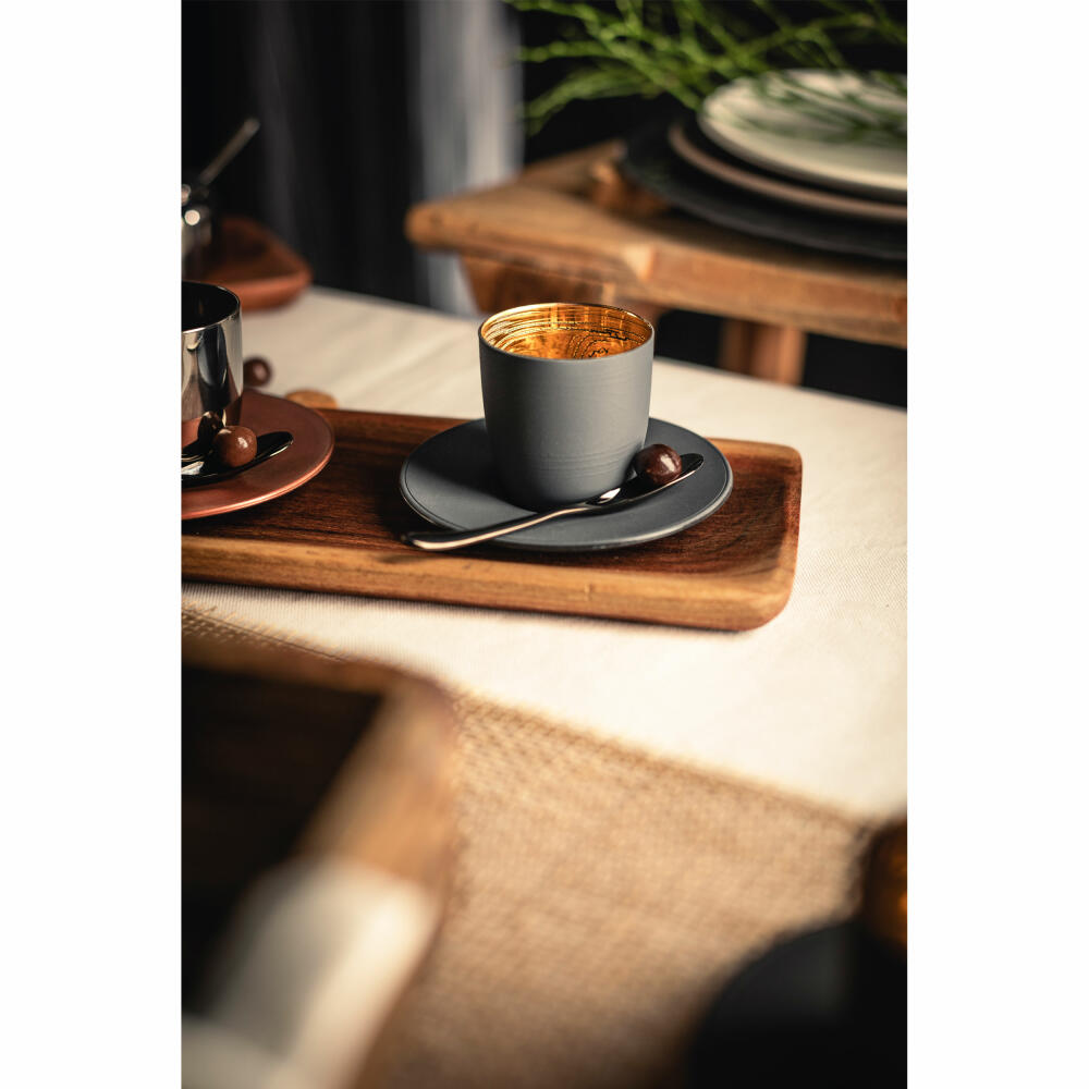 Eisch espresso glass Cosmo collect, 2-piece, with coaster, espresso cup, crystal glass, grey / gold, 100 ml, 70510912