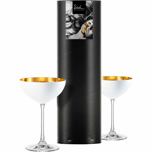 Eisch dessert bowls Cosmo pure white, set of 2, dessert bowl, cocktail bowl, crystal glass, gold / white, 250 ml, 77455181