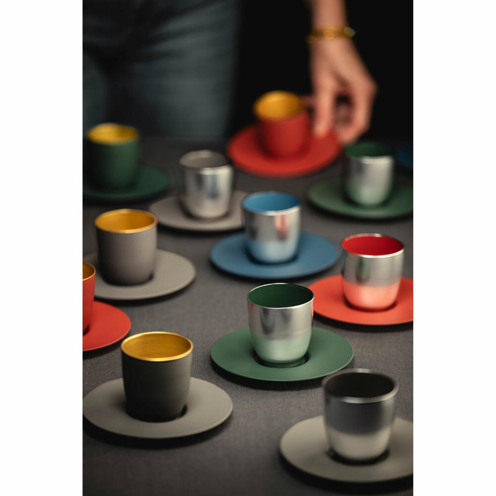 Eisch Espressoglas Cosmo Collect, mit Untersetzer, Espressotasse, Kristallglas, Coral / Gold, 100 ml, 70510915