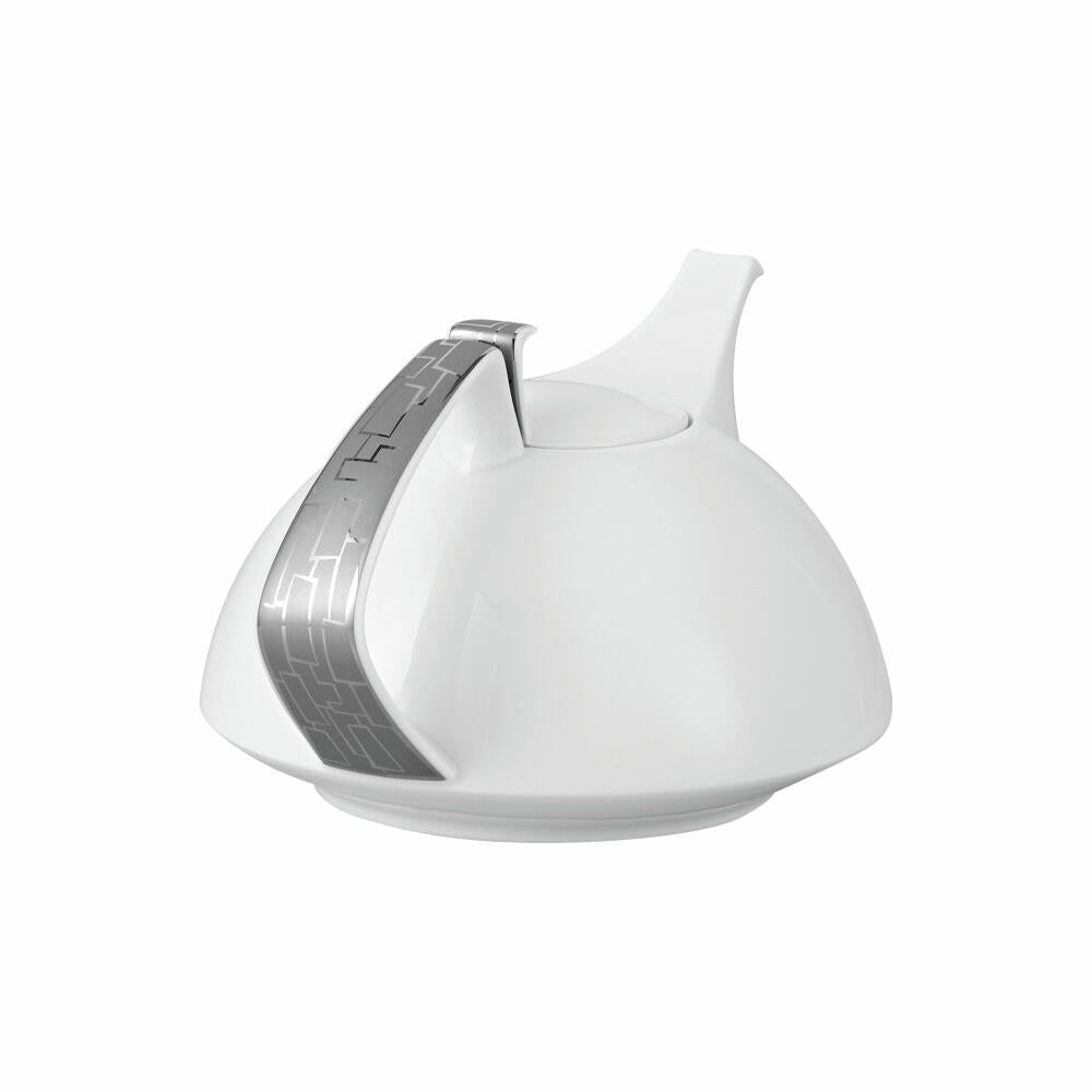 Rosenthal Teekanne TAC Gropius Skin Platin für 6 Personen, Porzellan, Weiß-Silber, 1.35 L, 11280-403239-14230