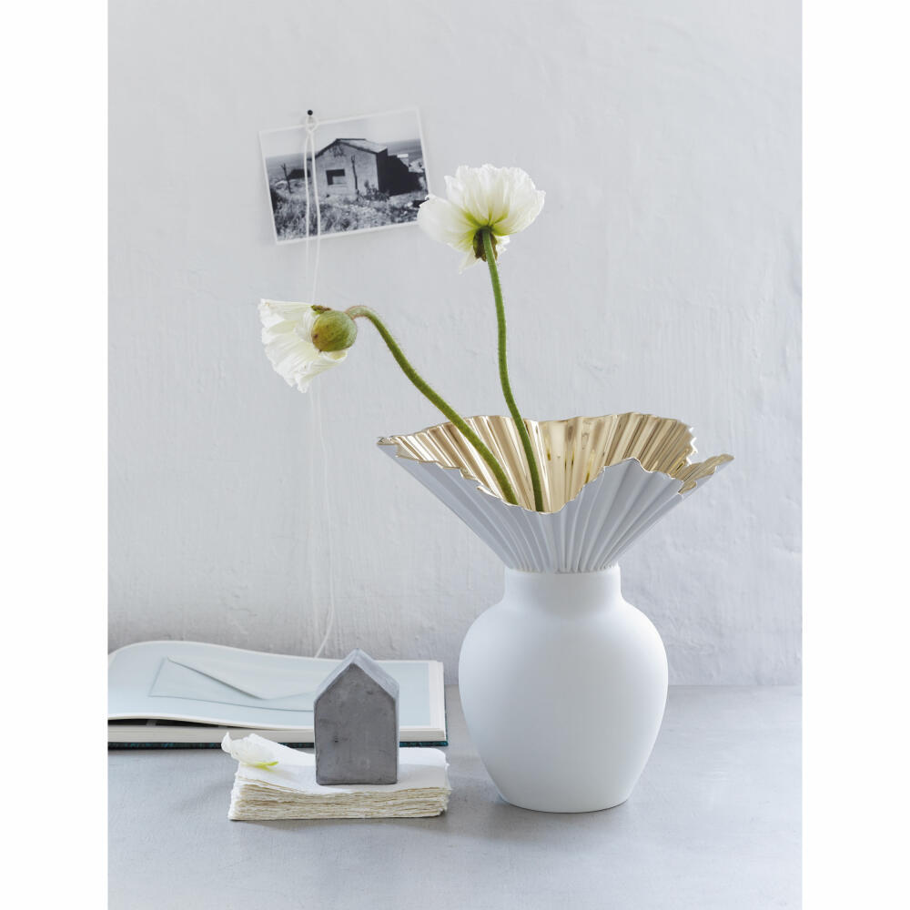 Rosenthal Vase Falda Gold Titanisiert, Dekovase, Porzellan, Gold, 27 cm, 14438-426157-26027