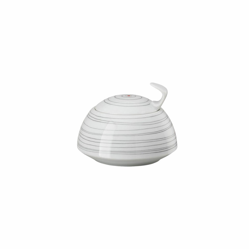 Rosenthal Zuckerdose TAC Gropius Stripes 2.0 für 6 Personen, Porzellan, Grau, 11280-403261-14330