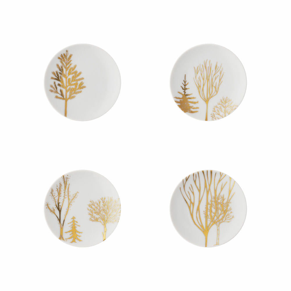 Rosenthal Teller-Set TAC Gropius Festive Celebration Trees 4-tlg., Porzellan, Weiß-Gold, 11280-426374-28699