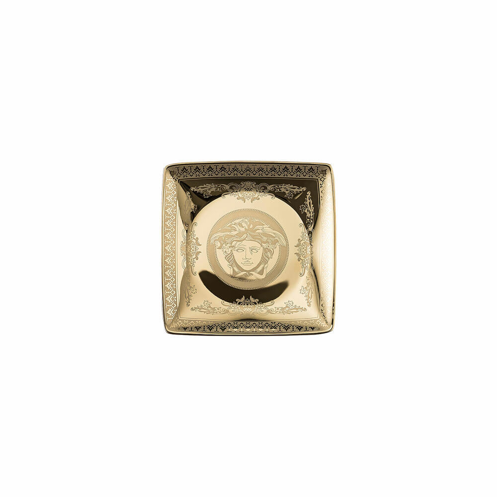 Rosenthal Versace bowl square flat Golden Medusa, porcelain, 12 cm, 11940-403721-15253