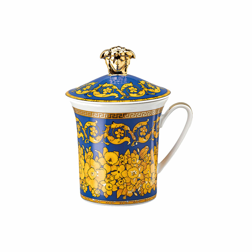 Rosenthal Versace mug with lid 30 Years Collection Floralia Blue, porcelain, 350 ml, 19315-409976-28700