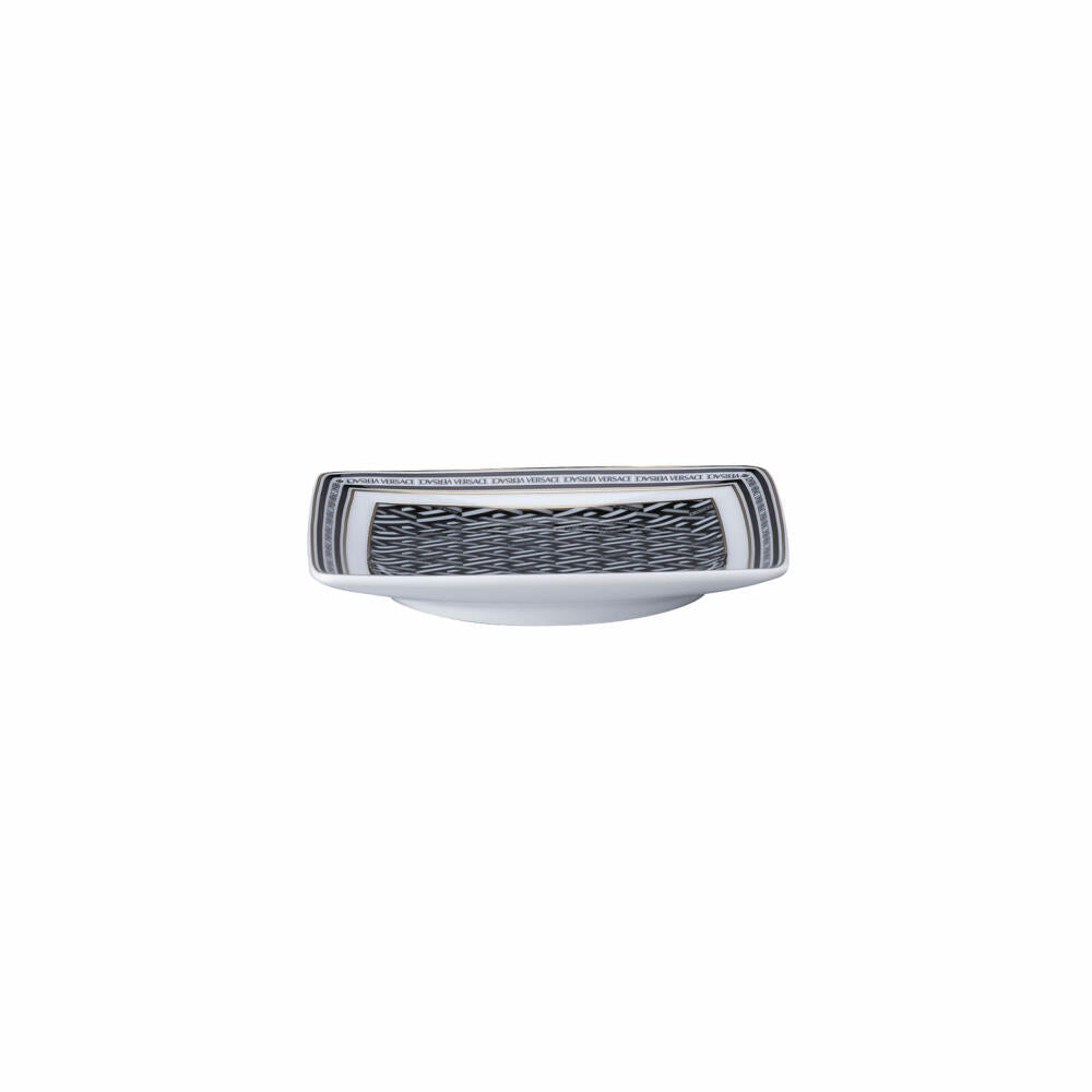 Rosenthal Versace Schälchen quadratisch flach La Greca Signature Black, Porzellan, 12 cm, 11940-403765-15253