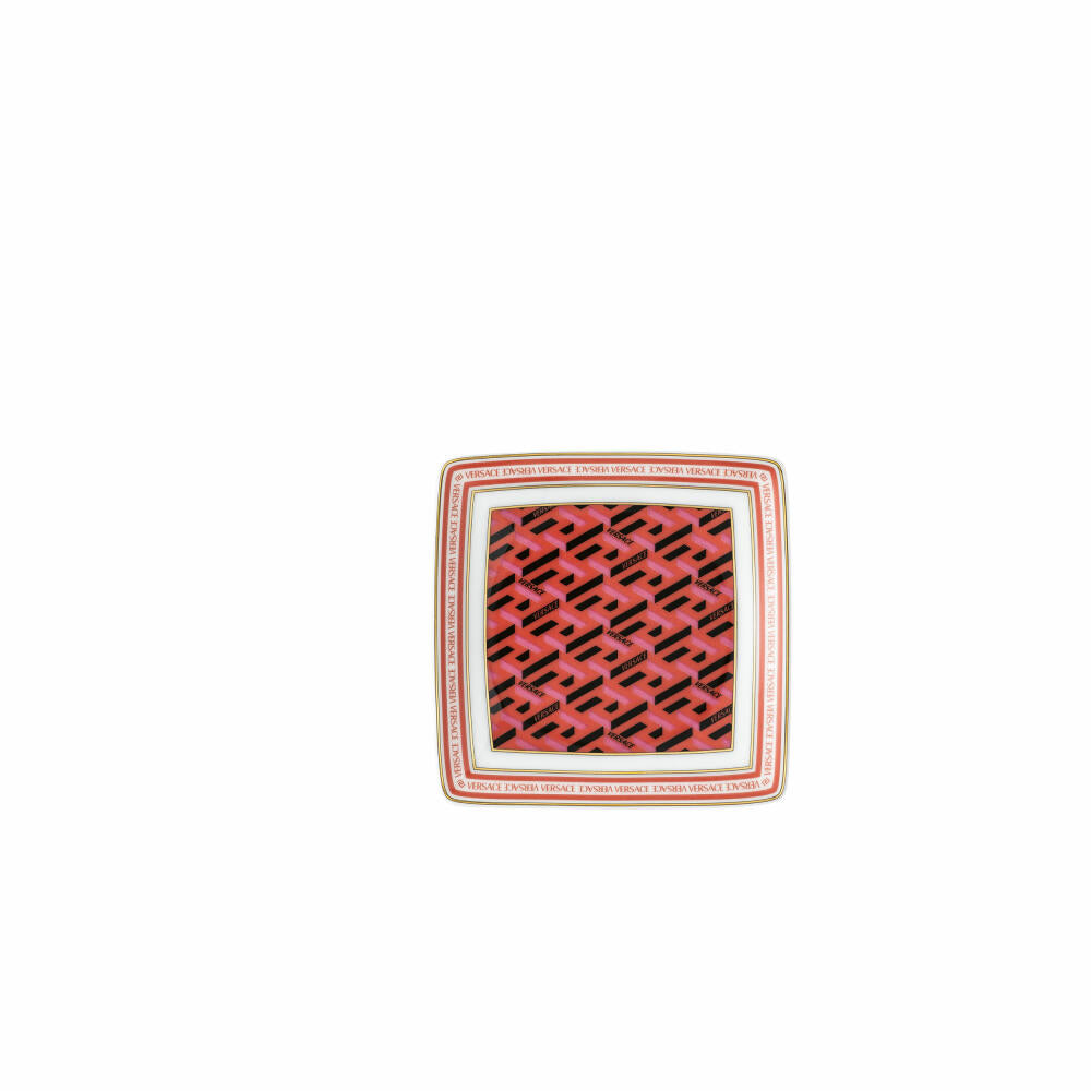 Rosenthal Versace bowl square flat La Greca Signature Red, porcelain, 9 cm, 11940-403766-15251