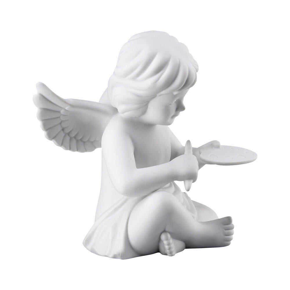 Rosenthal Dekofigur Engel mit Malerpalette, Porzellan, Weiß, 13.9 cm, 69056-000102-90535