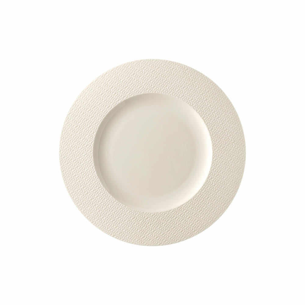 Rosenthal Frühstücksteller Kumi White mit Fahne, Porzellan, Weiß, 23 cm, 10580-405331-10023