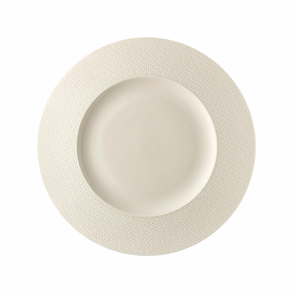 Rosenthal Speiseteller Kumi White mit Fahne, Porzellan, Weiß, 28 cm, 10580-405331-10028