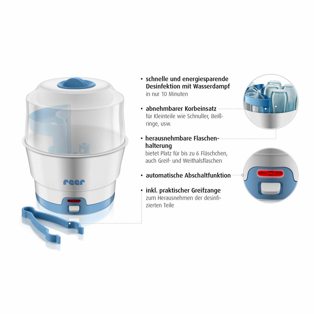 reer VapoMat vaporizer, disinfection device, steam sterilizer, sterilizer, for 6 baby bottles, 36020
