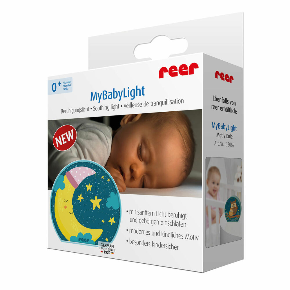 reer MyBabyLight Moon, calming light, night light, slumber light, Pacific Blue, 52063