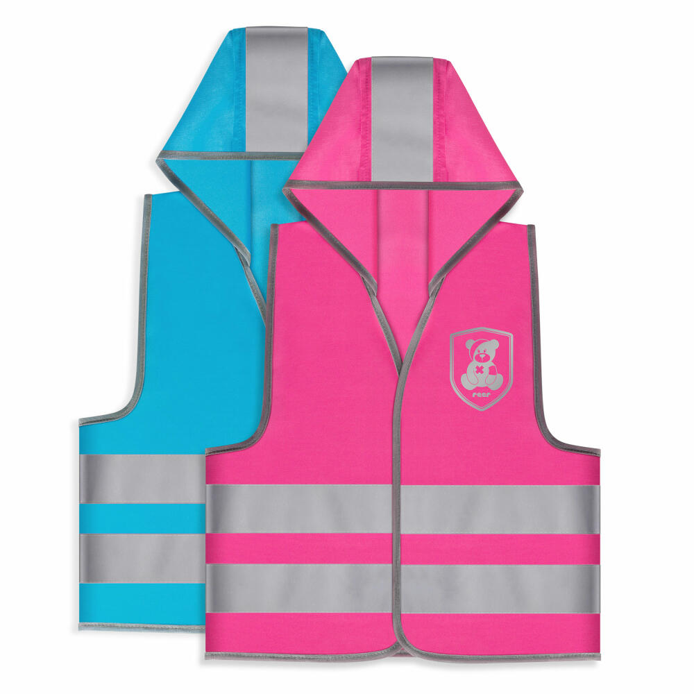 reer MyBuddyGuard Sicherheitsweste, Warnweste, Signalweste, Kinder, mit Kapuze, Blau, 53012
