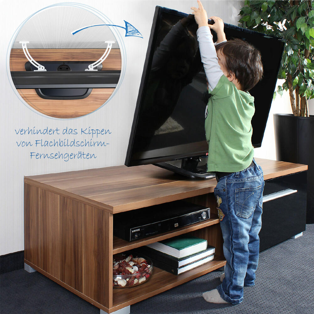 reer TV-Kippsicherung, Wandbefestigung, Kippschutz, Fernseher, Kindersicherung, Kinder Sicherung, 73010