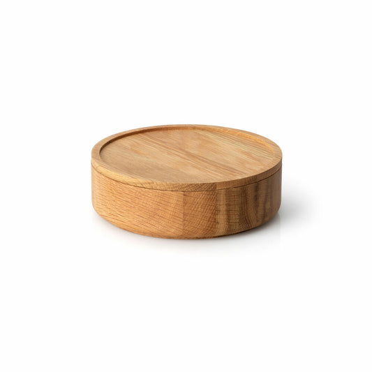 Continenta tin, storage tin, wooden tin, storage container, oak wood, Ø 19 x 6 cm, 4171